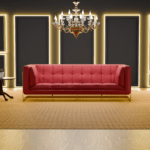 sofa red leather 4k